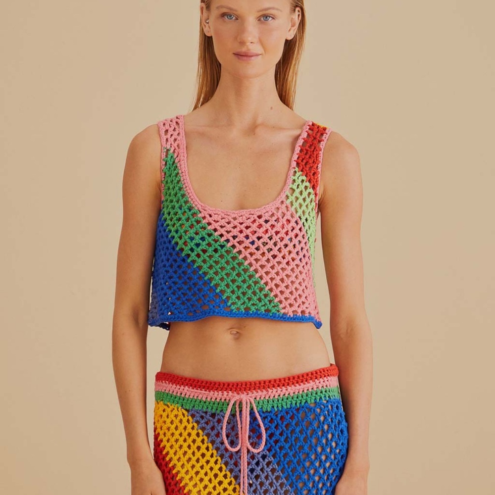 FARM Rio Multicolor Crochet Top